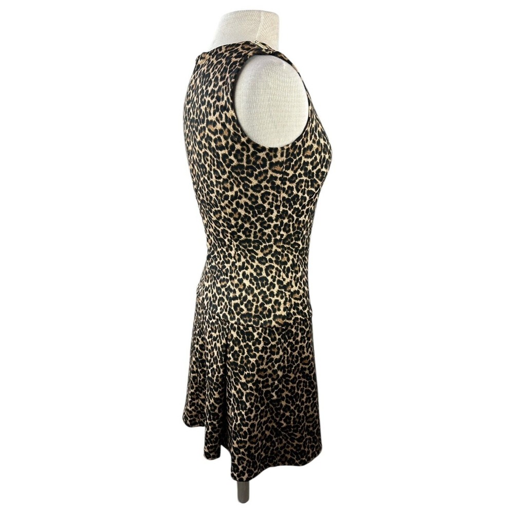 Michael Kors Leopard Print Dress Sleeveless Pleated Skirt Zipper Shoulder Size 2 - Picture 11 of 16